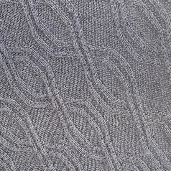 Cadenza Italy Mohair Blend Asymmetric Turtleneck Poncho Dusty Blue Cable Knit - Picture 5 of 12